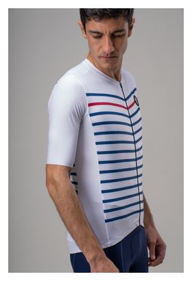Camiseta de manga corta LeBram Training Core blanca con rayas marineras