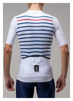Camiseta de manga corta LeBram Training Core blanca con rayas marineras