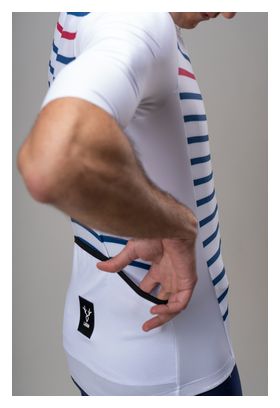 Camiseta de manga corta LeBram Training Core blanca con rayas marineras
