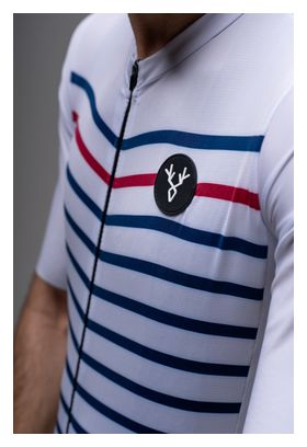 Camiseta de manga corta LeBram Training Core blanca con rayas marineras