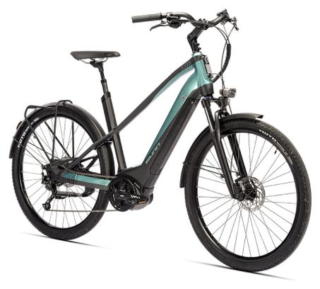 Elektrisches Citybike Sunn Urb Sleek Woman Shimano Altus 9V 400 Wh 650b Schwarz / Türkis 2022