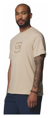 Camiseta Columbia de algodón orgánico con estampado, color beige, para hombre