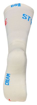 Chaussettes de Cyclisme Hautes avec Grilles Brodées Cream Flow Mooquer Beige