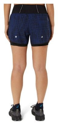 Asics Road Print 2-in-1 Shorts 3.5in Blau Schwarz Damen