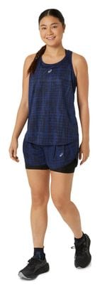 Asics Road Print 2-in-1 Shorts 3.5in Blau Schwarz Damen