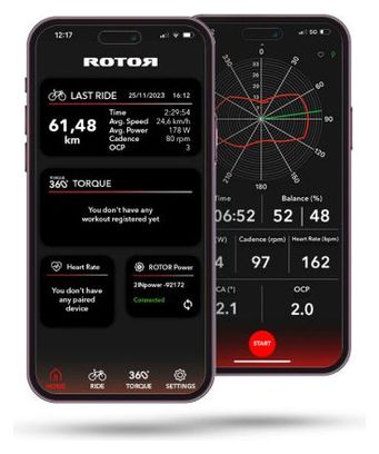 Coppia di pedivelle Rotor Power Sensor Inpower Road V3 con montaggio diretto nero