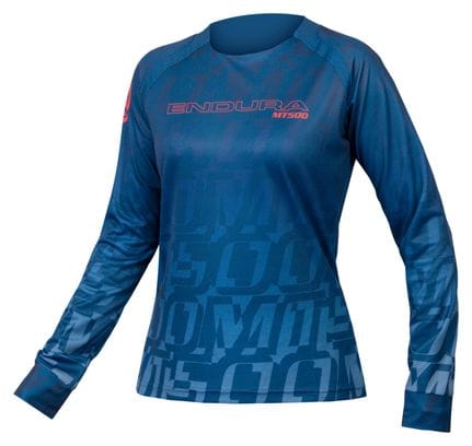 T-Shirt Imprimé Manches Longues Endura MT500 LTD Myrtille Bleu