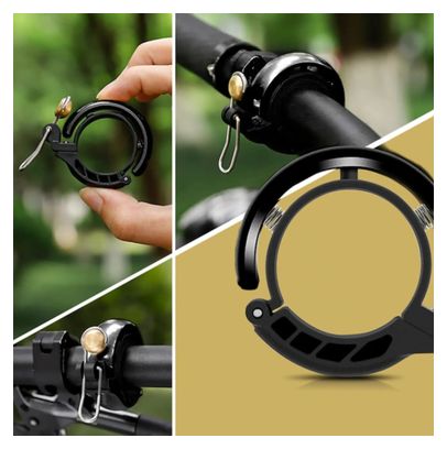 Sonnette de vélo design circulaire en cuivre - Noir
