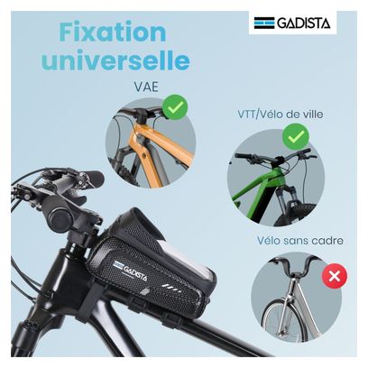 Sacoche telephone velo pour cadre étanche  munie de PAD de protection pour ne pas rayer le cadre