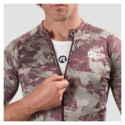 Maillot Manches Courtes Vélo Rogelli Essential Graphic II Taupe/Bordeaux Homme