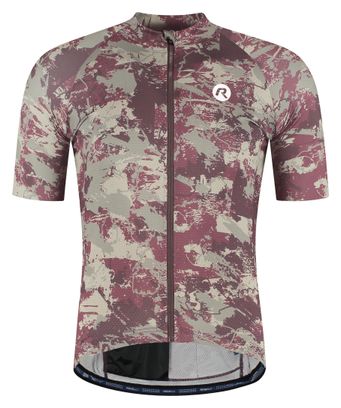 Maillot Manches Courtes Vélo Rogelli Essential Graphic II Taupe/Bordeaux Homme