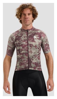Maillot Manches Courtes Vélo Rogelli Essential Graphic II Taupe/Bordeaux Homme