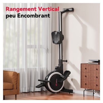 Rameur d’intérieur magnétique fitness cardio silencieux compact Noir
