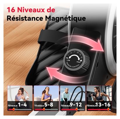 Rameur d’intérieur magnétique fitness cardio silencieux compact Noir