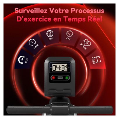 Rameur d’intérieur magnétique fitness cardio silencieux compact Noir