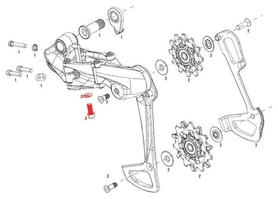 Sram achterderailleurkabel bevestigingsbout en sluitringenset X01 Eagle