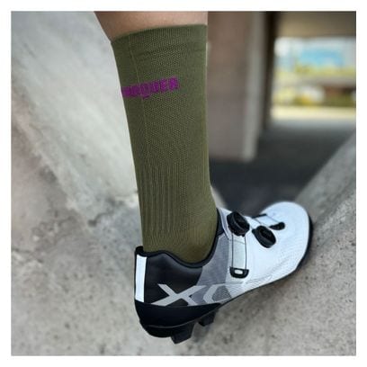 Chaussettes de Cyclisme Hautes Respirantes Brodées Classy Evo II Mooquer Vertes