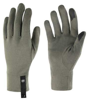 Buff Merino Midweight Long Gloves, Khaki