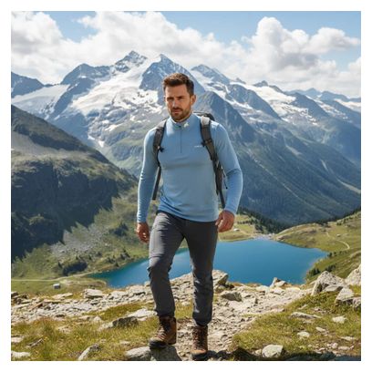 Finn Zip 210 – Sous-vêtement mérinos zippé chaud bleu