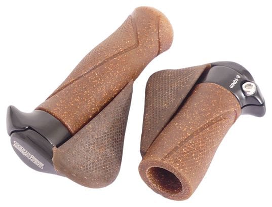 ERGOTEC Grips Mf1 Liège/Aluminium 130+87 Mm - Marron/Noir