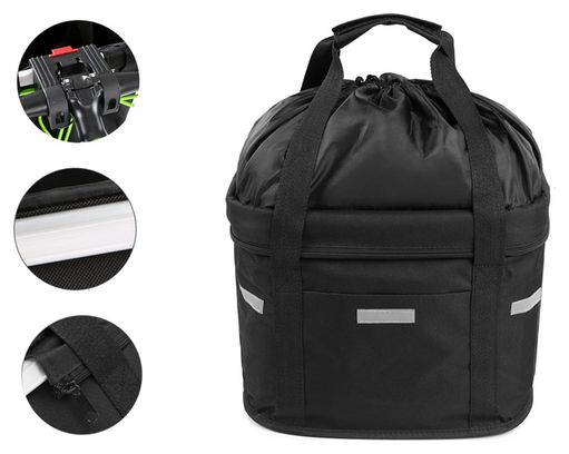 Panier de vélo avant 16 litres amovible noir