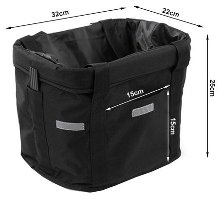 Panier de vélo avant 16 litres amovible noir