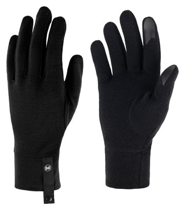 Buff Merino Midweight Long Gloves, Black