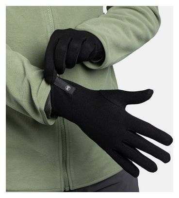 Buff Merino Midweight Long Gloves, Black