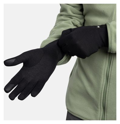 Buff Merino Midweight Long Gloves, Black