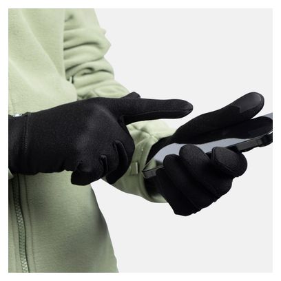 Buff Merino Midweight Long Gloves, Black