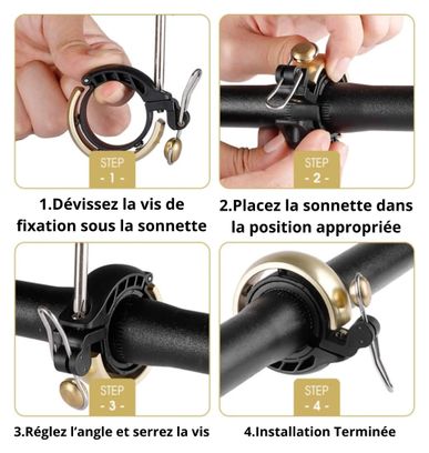 Sonnette de vélo design circulaire en cuivre - Doré