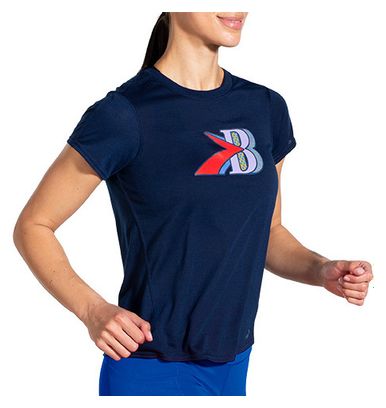 Maglia Brooks Distance Graphic Manica Corta Blu Donna