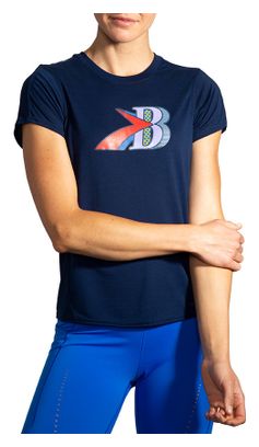Maglia Brooks Distance Graphic Manica Corta Blu Donna