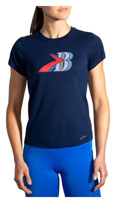 Maglia Brooks Distance Graphic Manica Corta Blu Donna