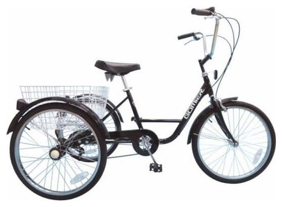 tricycle adulte 24  noir 5 vitesses avec panier poids total maxi 100kgs empattement 0 80m - homologation nf30020-
