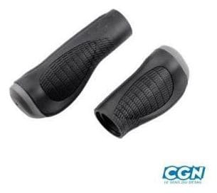 poignee velo caoutchouc rubber ergonomique noir/gris 125mm/90mm (pr)