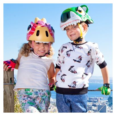Casque de Vélo pour enfants | Caméléon Vert | Crazy Safety | Certifié EN1078