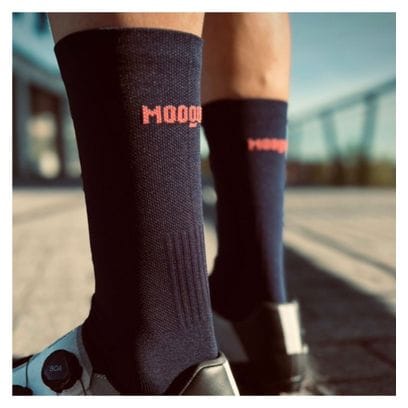 Chaussettes de Cyclisme Hautes Respirantes Brodées Classy Evo II Mooquer Bleu Marine