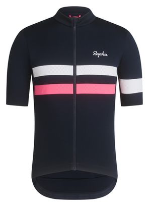 Maillot Manches Courtes Rapha Brevet Bleu Navy/Rose