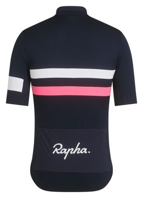 Maillot Manches Courtes Rapha Brevet Bleu Navy/Rose