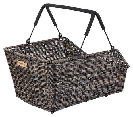 Basil Cento Rattan Look MIK bicycle basket rear brown