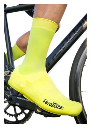 Pair of Velotoze High Silicone Snaps Shoe Covers Viz Yellow