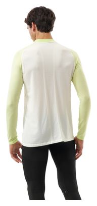 T-Shirt Running 1/2 Zip Compressport Winter Blanc/Vert Homme