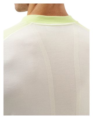 T-Shirt Running 1/2 Zip Compressport Winter Blanc/Vert Homme