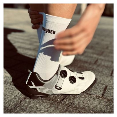 Chaussettes de Cyclisme Hautes Respirantes Brodées Classy Evo II Mooquer Blanc