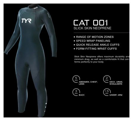 Traje de neopreno TYR Mujer Traje de neopreno Categoría 1 Negro