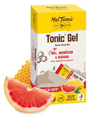 Lot de 6 Gels Énergétiques Meltonic Tonic' Gel Bio Coup de Boost Miel / Magnésium / Guarana / Pamplemousse 6x20g
