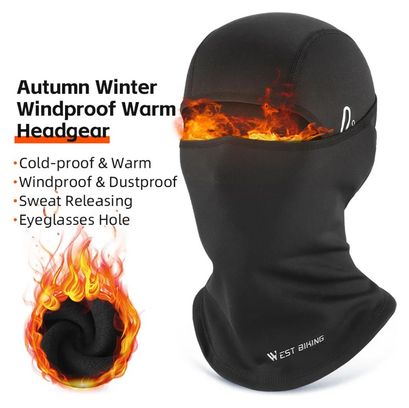 Cachecou Hiver Polaire Chaud Tête Visage avec Trou pour Lunettes noir