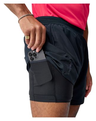 Short 2-en-1 Brooks Dash Noir Homme