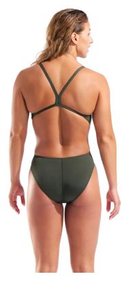 Maillot de Bain Arena Team Dos Challenge Kaki/Rose Femme